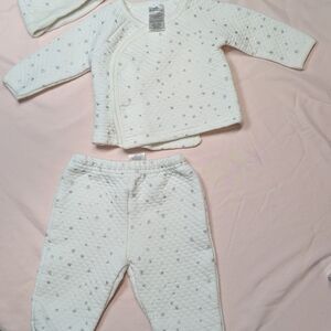 Soft White Star Pattern Kids Pajama Set